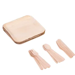 Platos<CASA Areca Leaf Platos 6 Unidades Con Cubierto Natural