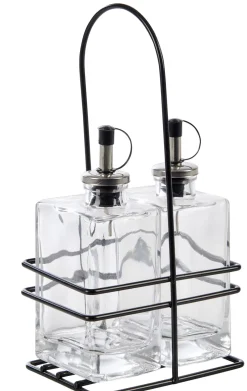 Aceiteras<CASA Bistro Aceitera Y Vinagrera En Soporte Negro, Transparente