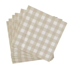 Servilletas<CASA Check Sand Paquete De 20 Servilletas Beis