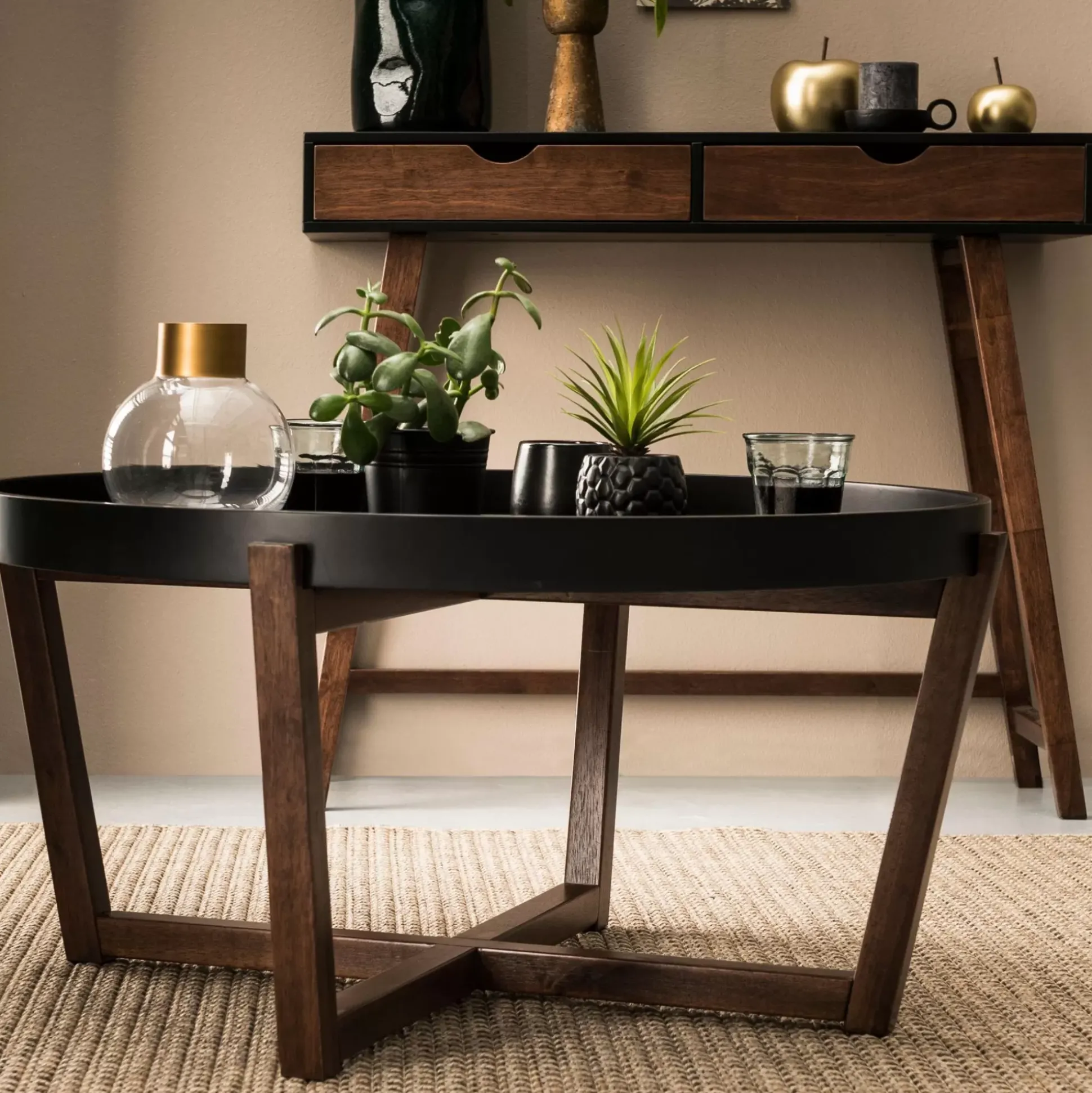 Mesas De Salón<CASA Draco Mesita De Salon Negro, Marron