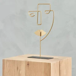 Figuras Decorativas<CASA Face Decoracion Con Pie Dorado