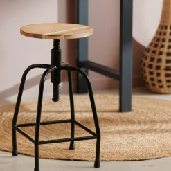 Taburetes<CASA New Bedford Taburete Negro, Natural