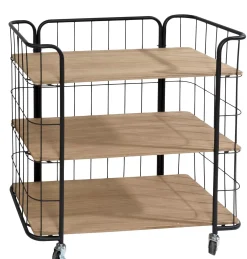 Estanterías<CASA Oslo Con Ruedas 3 Baldas Negro, Natural