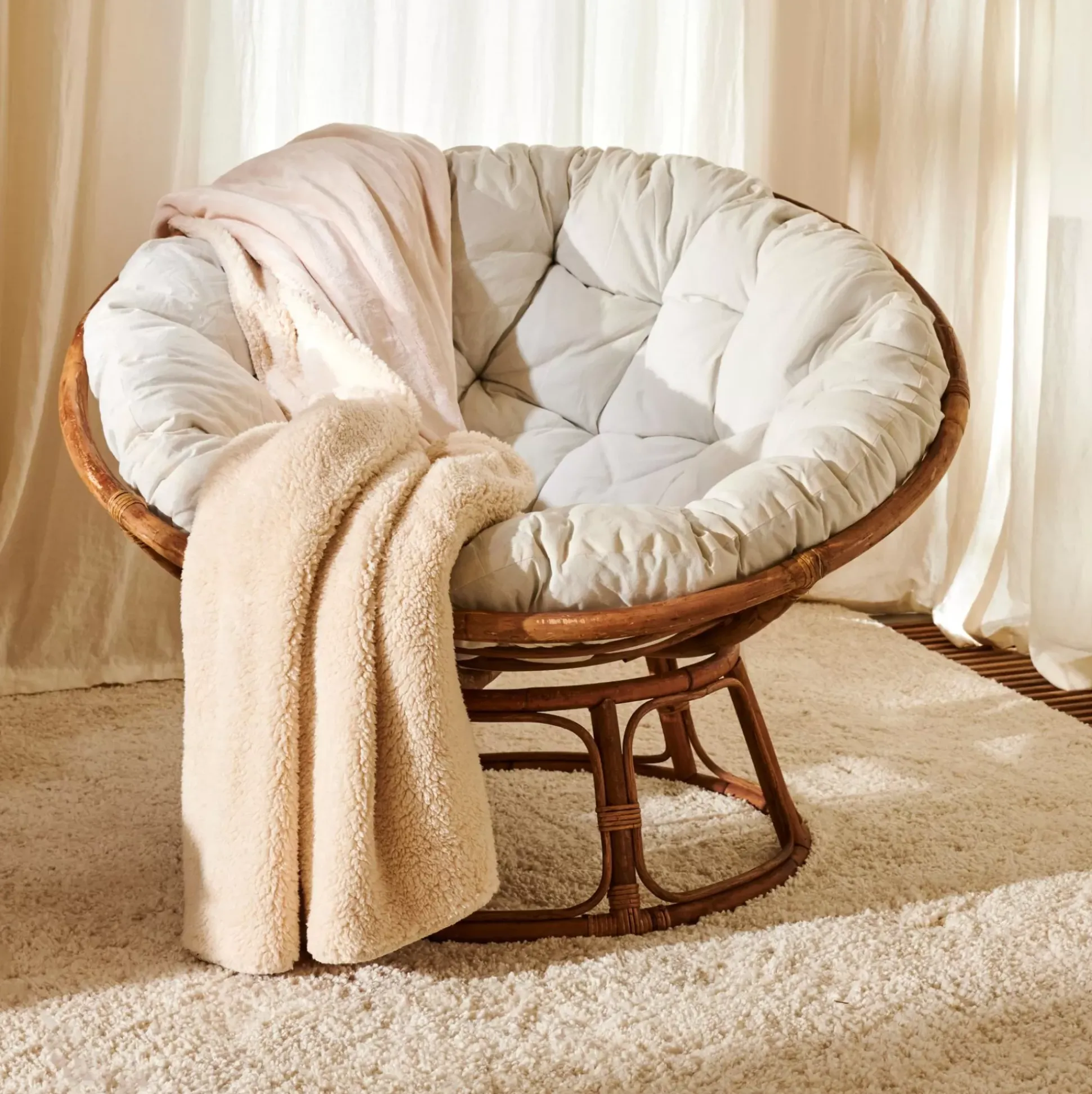 Sillones<CASA Papasan Silla Natural, Blanco Apagado