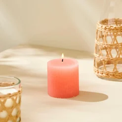 Velas<CASA Rustic Vela Estriada Naranja