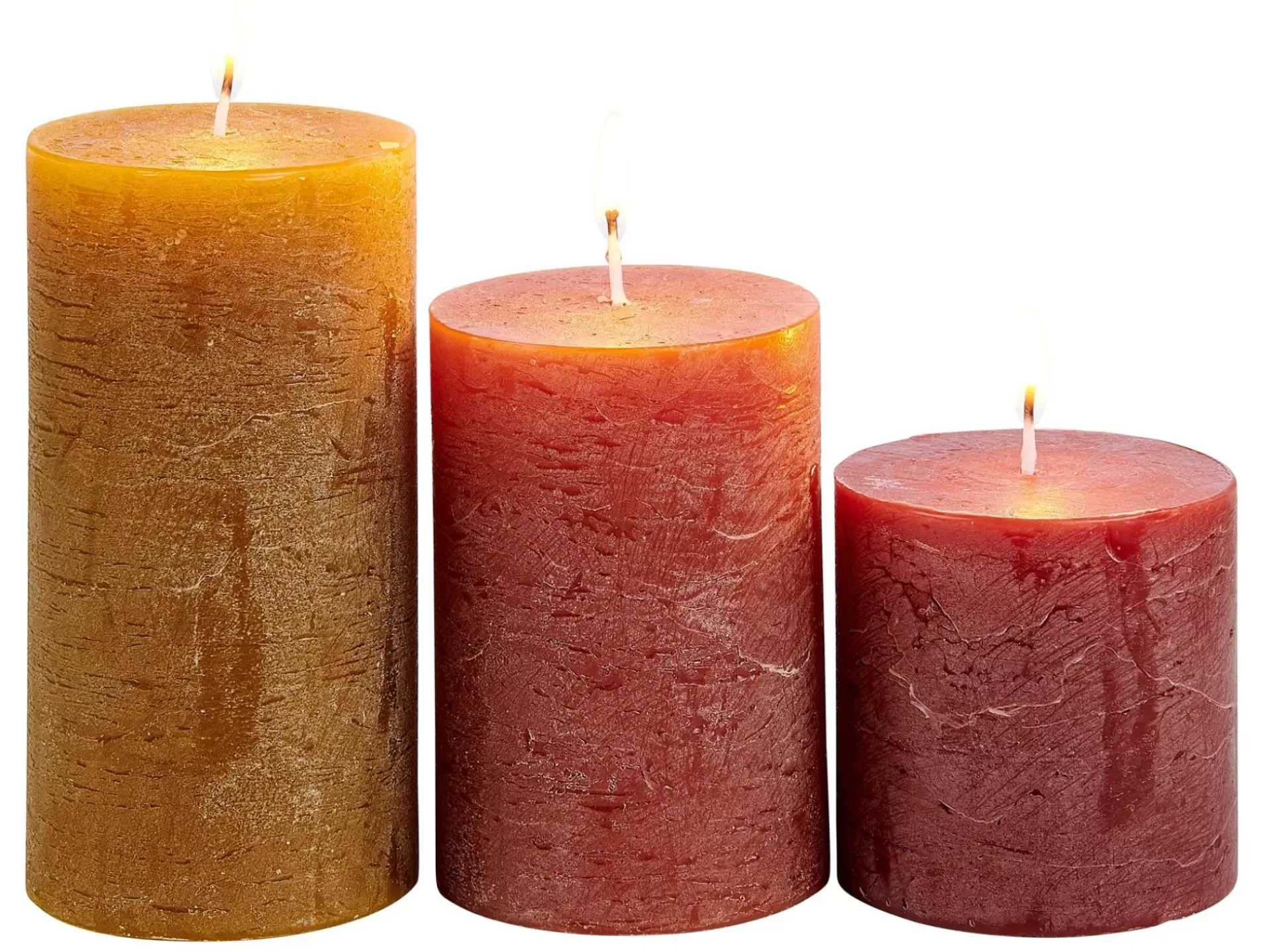 Velas<CASA Rustic Velas Juego De 3 Marron, Rojo, Verde