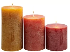 Velas<CASA Rustic Velas Juego De 3 Verde, Crema, Morado Claro