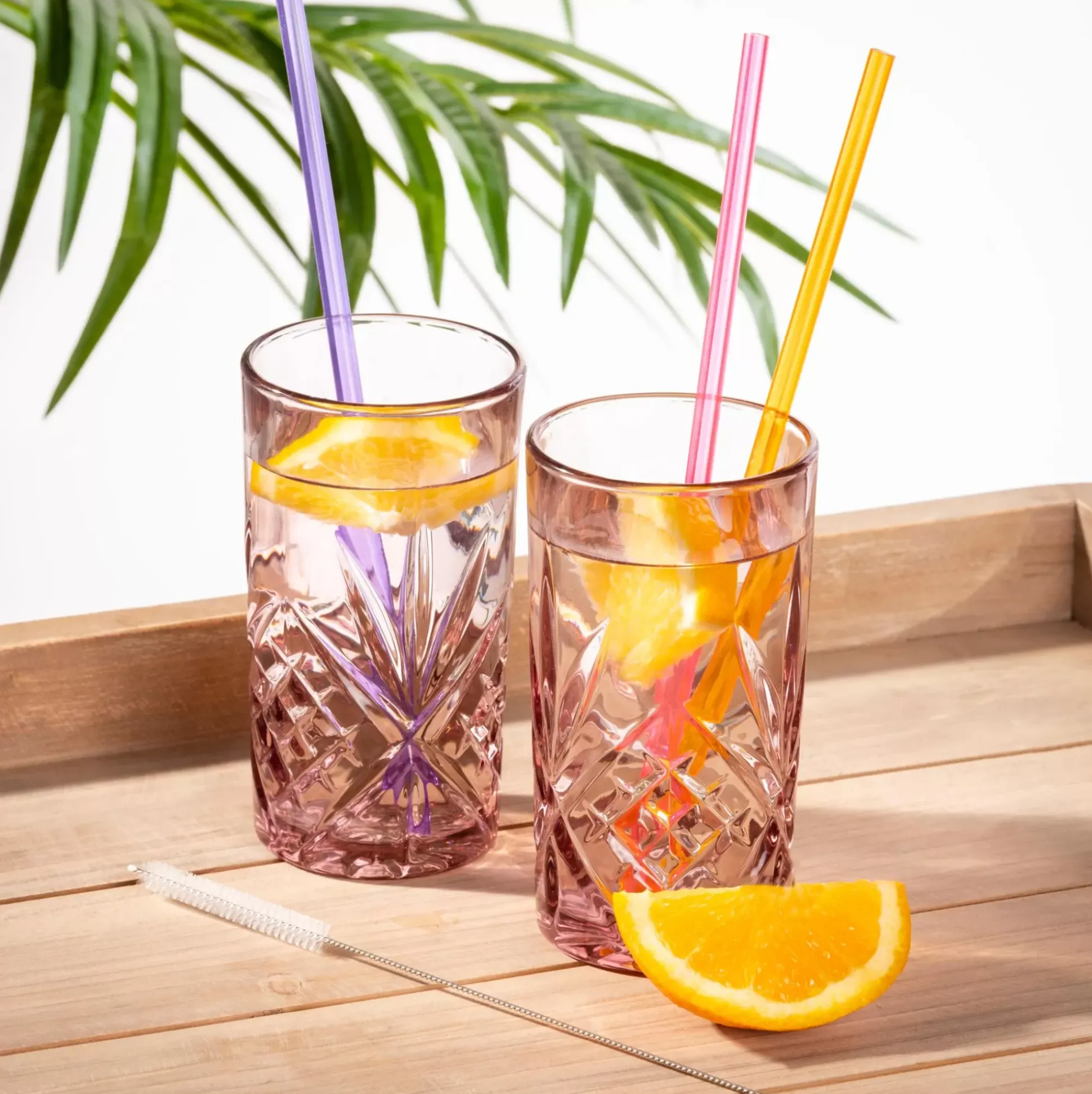 Accesorios Coctéles<CASA Slurp Pajitas Reutiliz Juego De 6 Mezcla De 3 Colores Naranja, Morado, Rosa