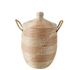 Cesto De La Ropa<CASA Yasmine Cesta De Lujo Con Tapa Blanco, Natural